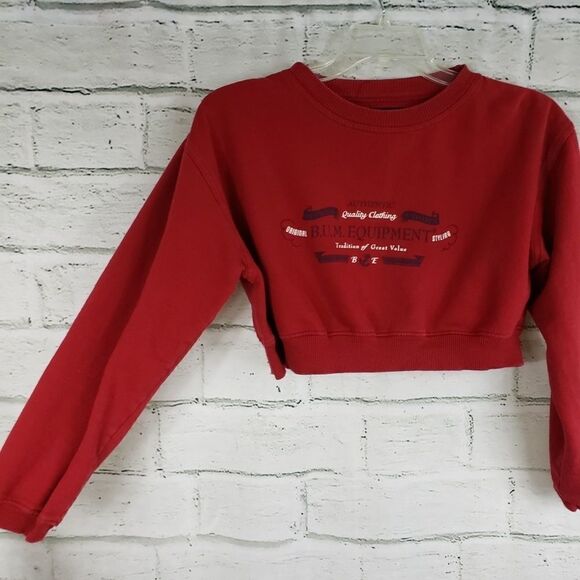 B.U.M. equipment cropped sweatshirt red cotton - Picture 3 of 6